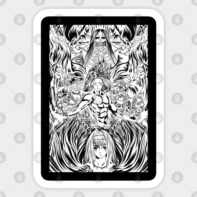Attack on Titan Founding Titan & Ymir Art Sticker by Otaku Vibes